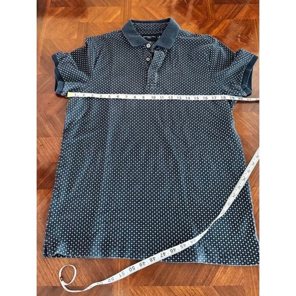 Abercrombie & Fitch Men’s Stretch Polo Shirt Navy Blue White Cross Print Size M - Picture 5 of 12